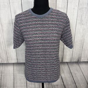 VTG Northern Reflections Women's Med Multicolor 100% Cotton Short Sleeve Sweater